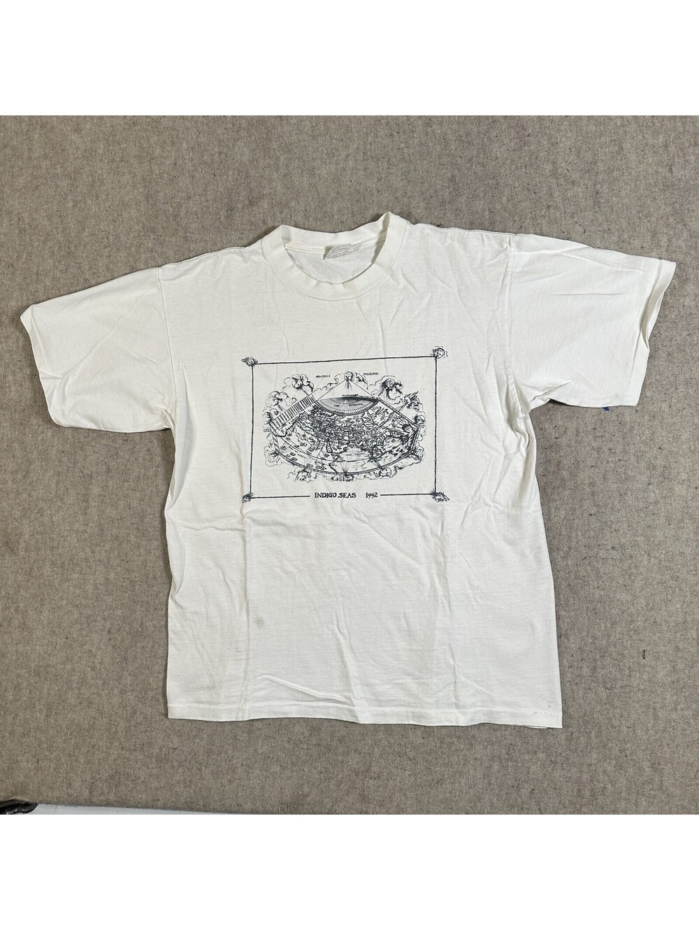 VTG Ruff Hewn Indigo Springs 1992 T-Shirt Medium? USA Made White (Stains)